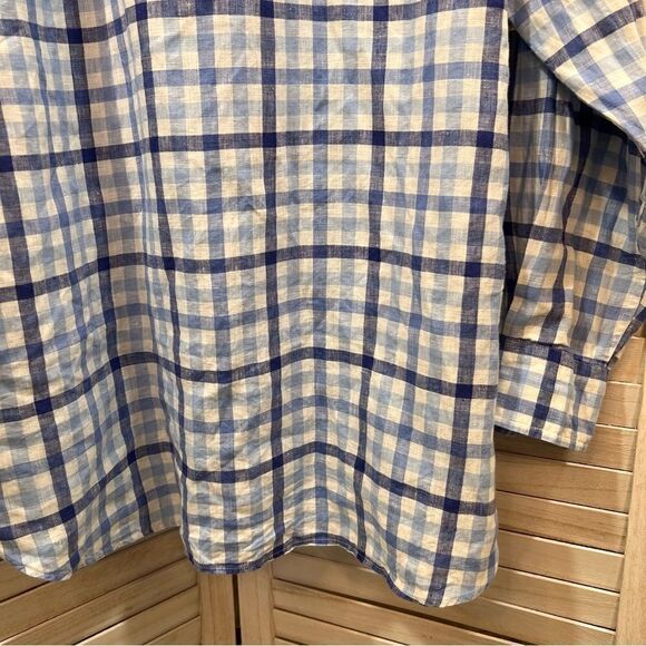 Joseph Turner Linen Button Down Plaid Shirt XL - Picture 9 of 10